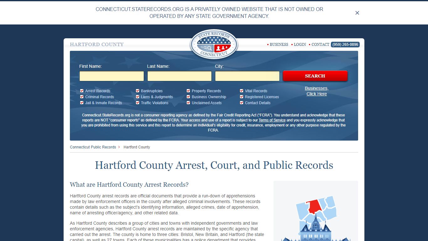Hartford County Arrest, Court, and Public Records